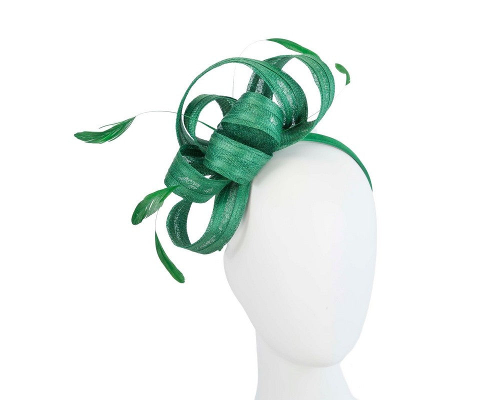 Green loops racing fascinator by Max Alexander
