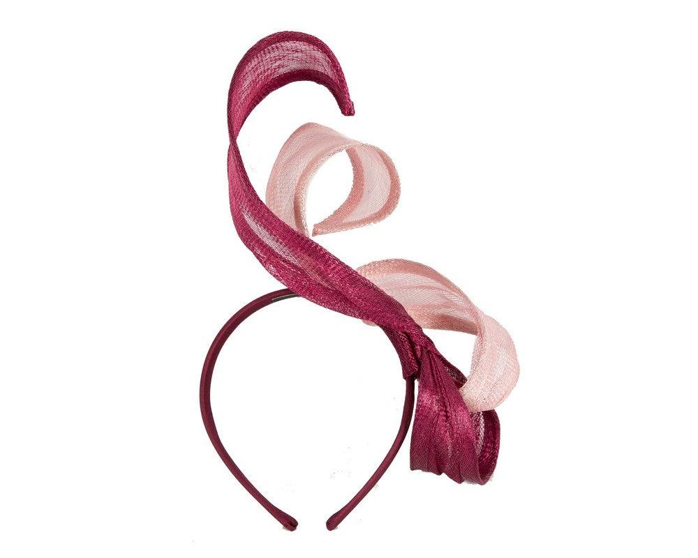 Pink & Wine sinamay fascinator by Max Alexander-3