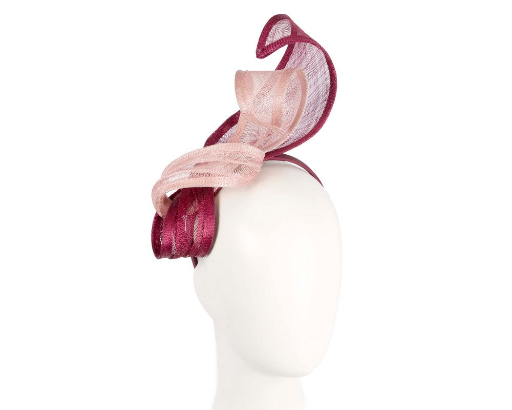 Pink & Wine sinamay fascinator by Max Alexander-0