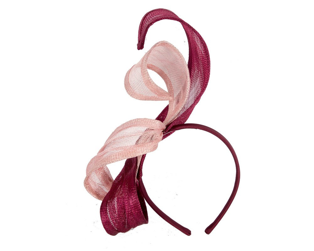 Pink & Wine sinamay fascinator by Max Alexander-1