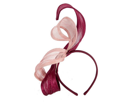 Pink & Wine sinamay fascinator by Max Alexander-1