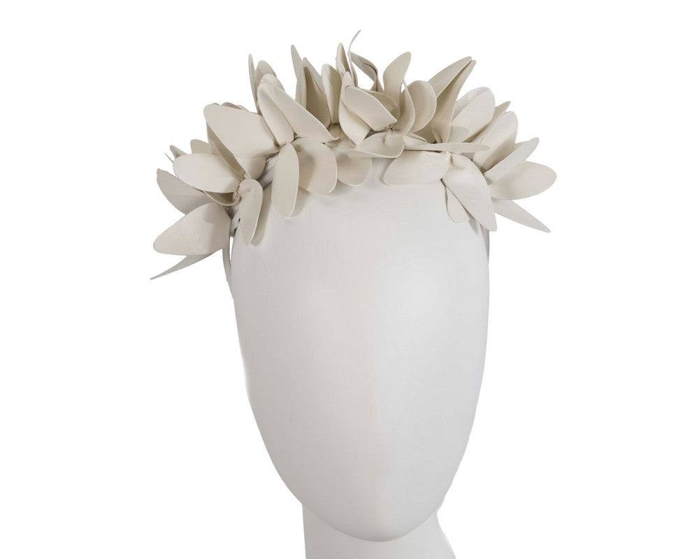 Cream leather fascinator headband
