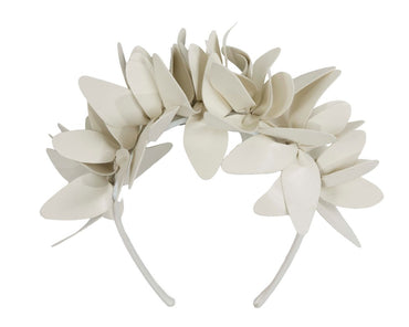 Cream leather fascinator headband