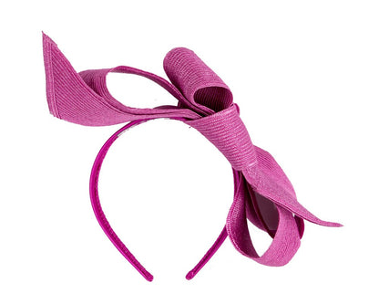 Large fuchsia bow racing fascinator by Max Alexander