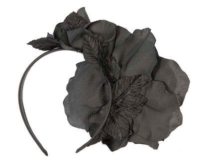 Large black flower fascinator headband by Max Alexander-3