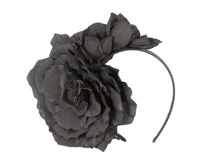 Large black flower fascinator headband by Max Alexander-1