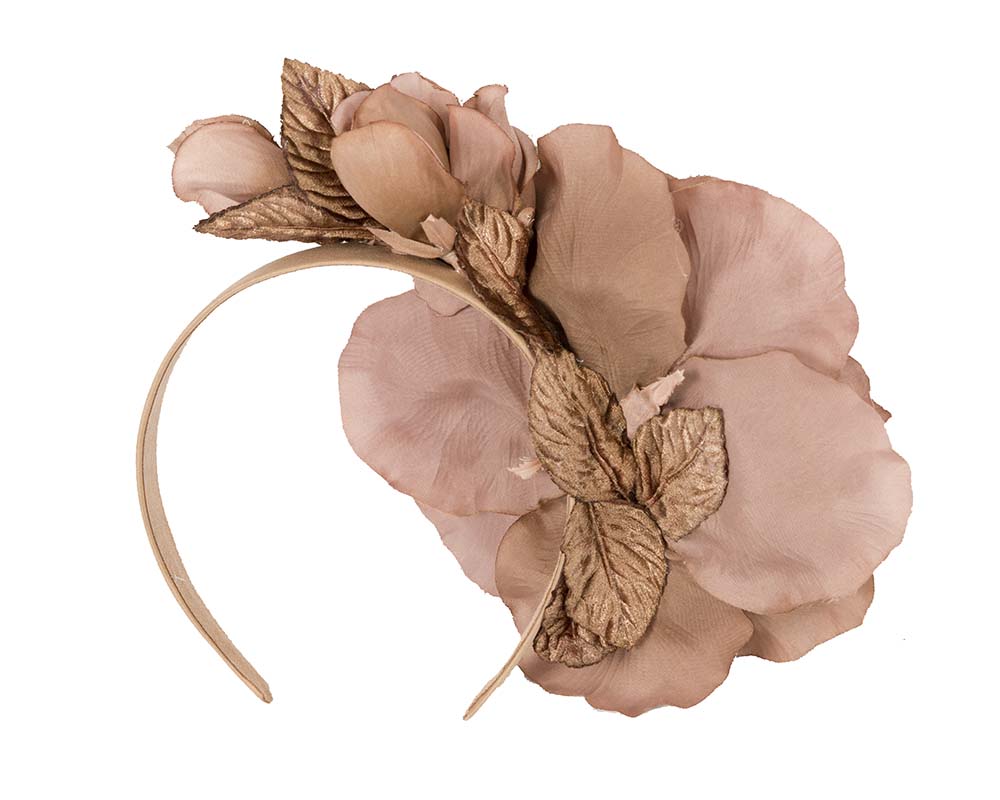 Large coffee flower fascinator headband by Max Alexander-3