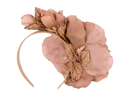 Large coffee flower fascinator headband by Max Alexander-3