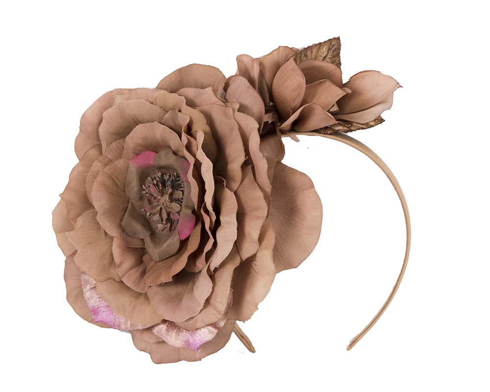 Large coffee flower fascinator headband by Max Alexander-1