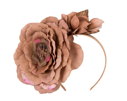 Large coffee flower fascinator headband by Max Alexander-1