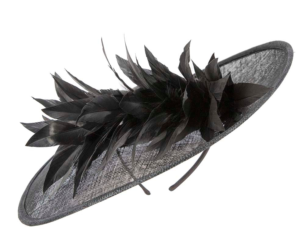 Large black sinamay fascinator hat by Max Alexander-4