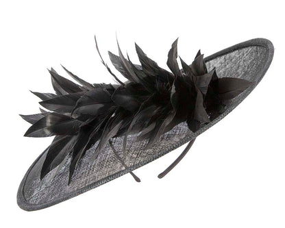 Large black sinamay fascinator hat by Max Alexander-4