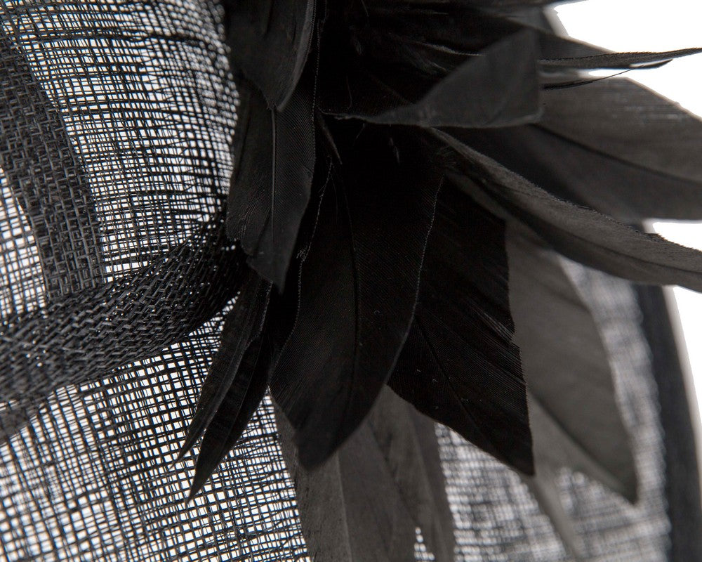 Large black sinamay fascinator hat by Max Alexander-3