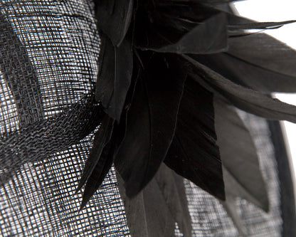 Large black sinamay fascinator hat by Max Alexander-3