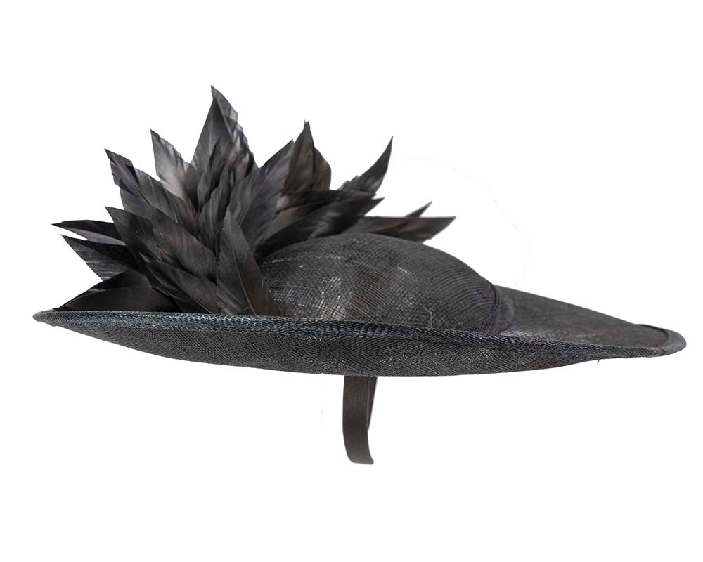Large black sinamay fascinator hat by Max Alexander-2