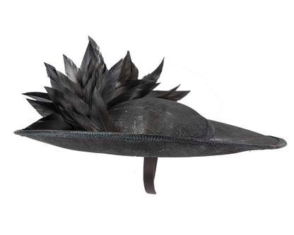 Large black sinamay fascinator hat by Max Alexander-2
