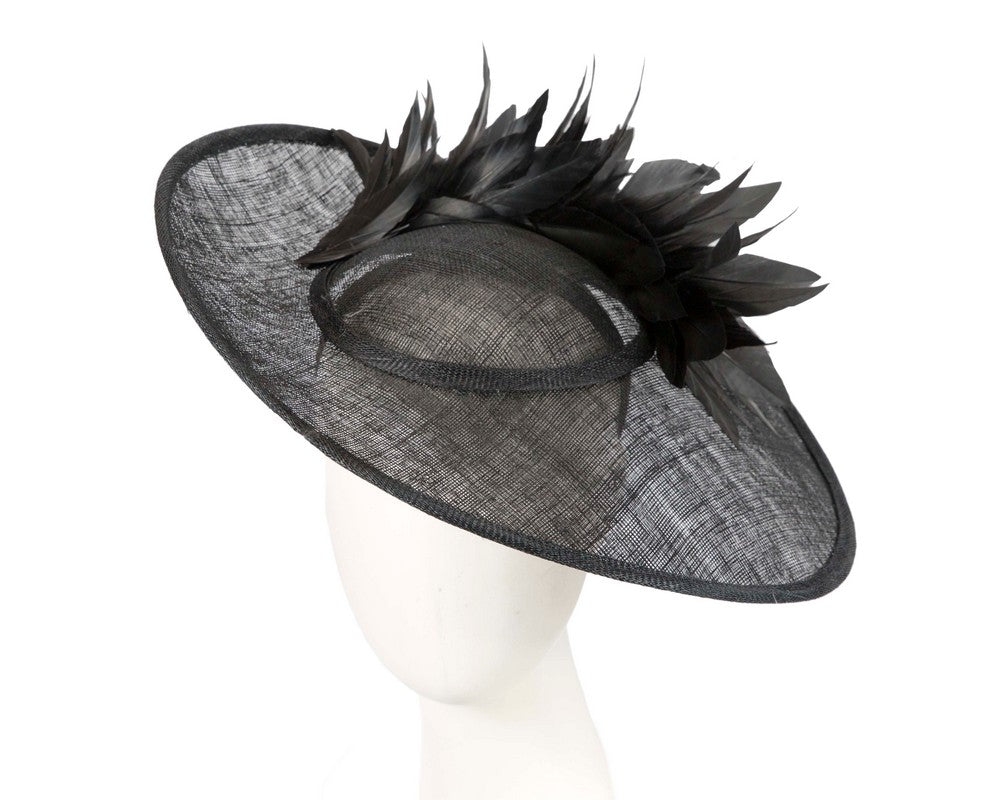 Large black sinamay fascinator hat by Max Alexander-0