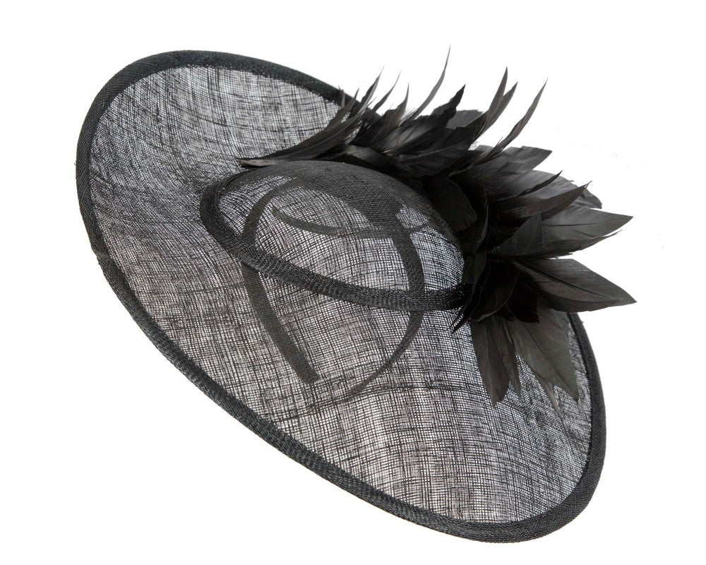 Large black sinamay fascinator hat by Max Alexander-1