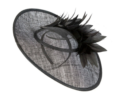 Large black sinamay fascinator hat by Max Alexander-1