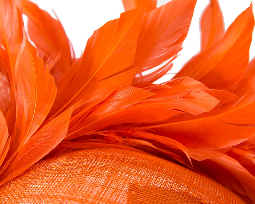 Large orange sinamay fascinator hat by Max Alexander-4