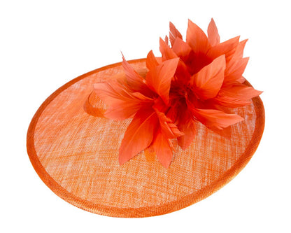 Large orange sinamay fascinator hat by Max Alexander-2