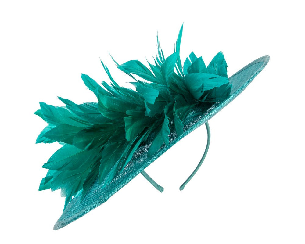 Large teal sinamay fascinator hat by Max Alexander-5