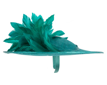 Large teal sinamay fascinator hat by Max Alexander-3