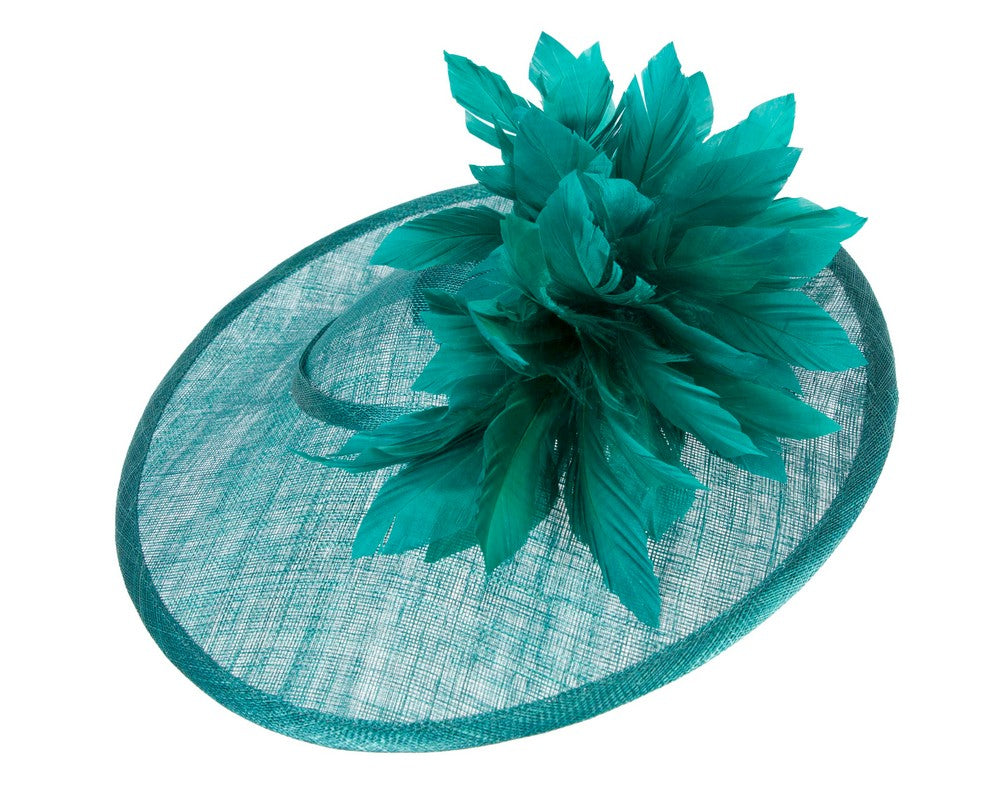 Large teal sinamay fascinator hat by Max Alexander-2