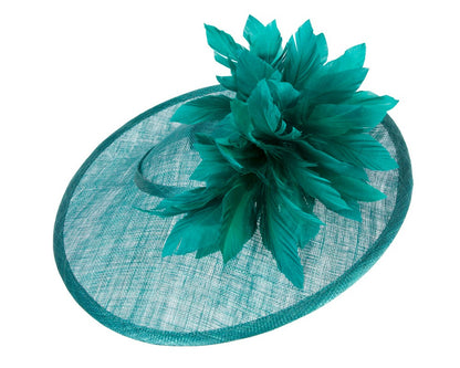 Large teal sinamay fascinator hat by Max Alexander-2