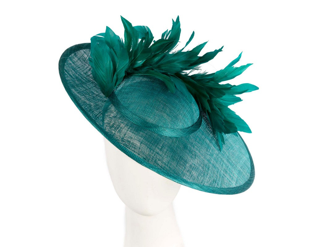 Large teal sinamay fascinator hat by Max Alexander-0