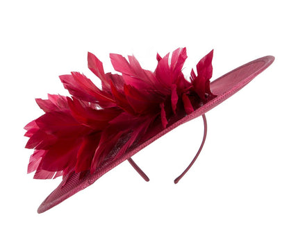 Large burgundy sinamay fascinator hat by Max Alexander