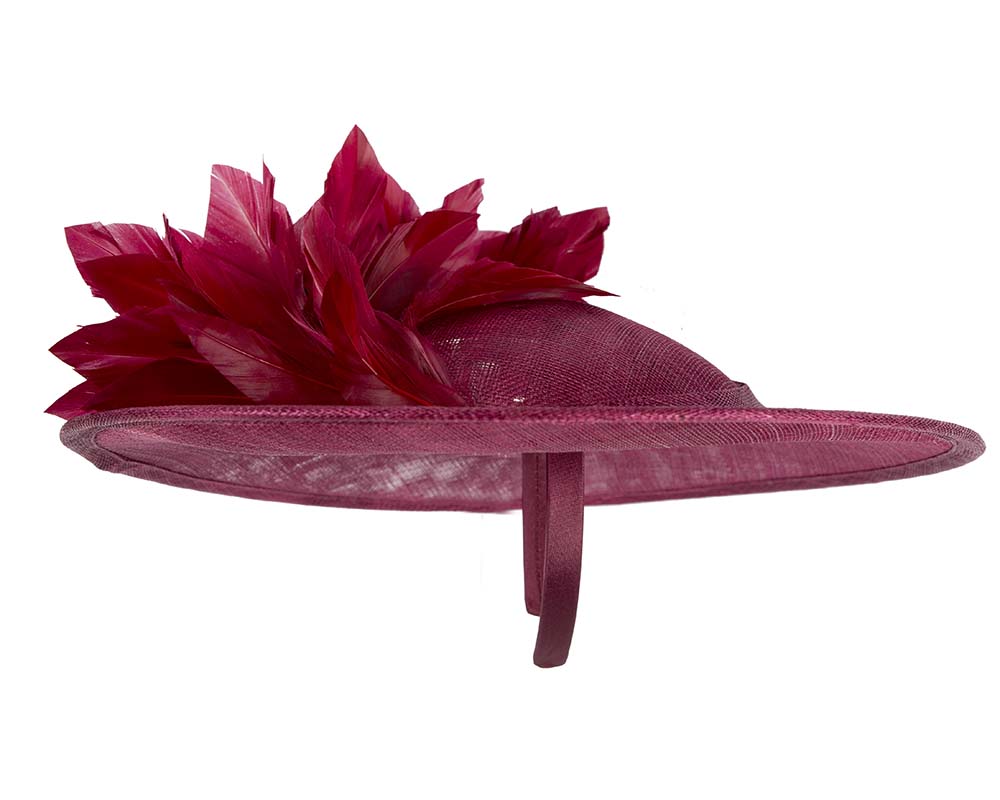 Large burgundy sinamay fascinator hat by Max Alexander