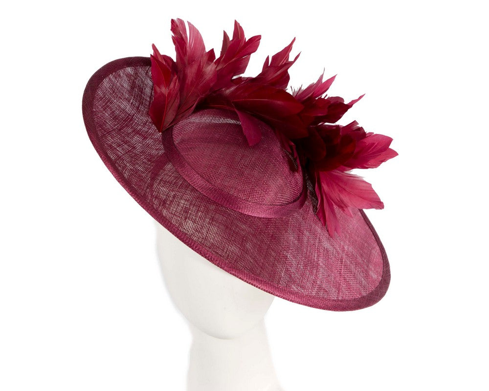 Large burgundy sinamay fascinator hat by Max Alexander-0
