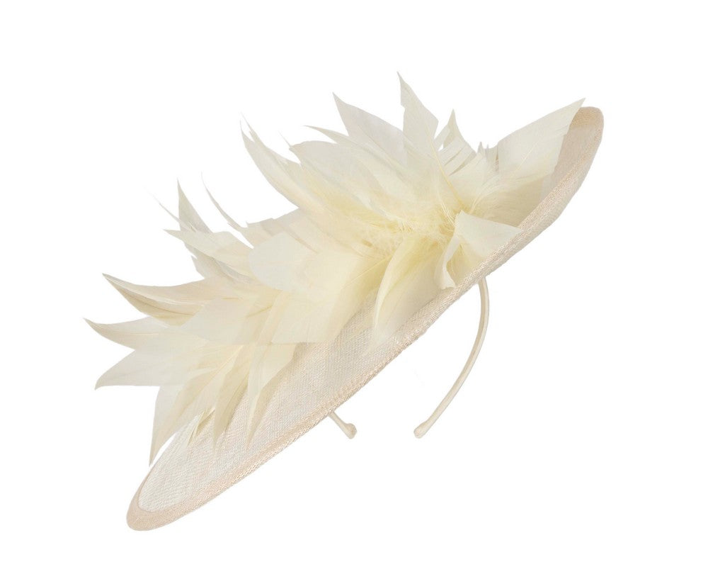Large cream sinamay fascinator hat by Max Alexander