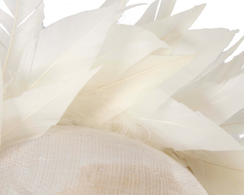 Large cream sinamay fascinator hat by Max Alexander