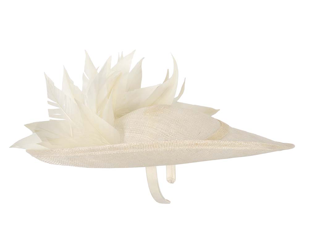 Large cream sinamay fascinator hat by Max Alexander