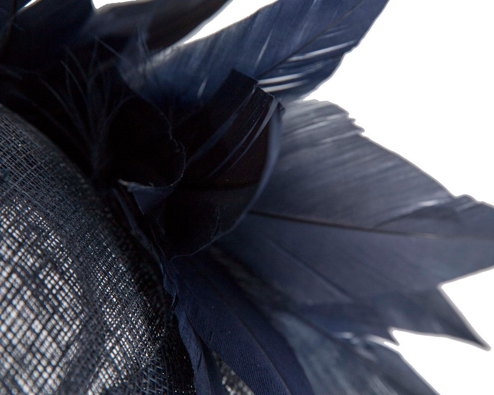 Large navy sinamay fascinator hat by Max Alexander-3