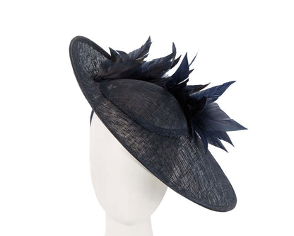 Large navy sinamay fascinator hat by Max Alexander-0