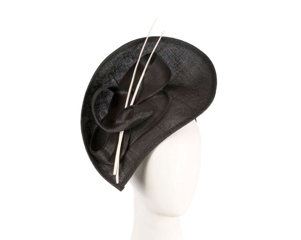 Large black & white sinamay fascinator by Max Alexander-0