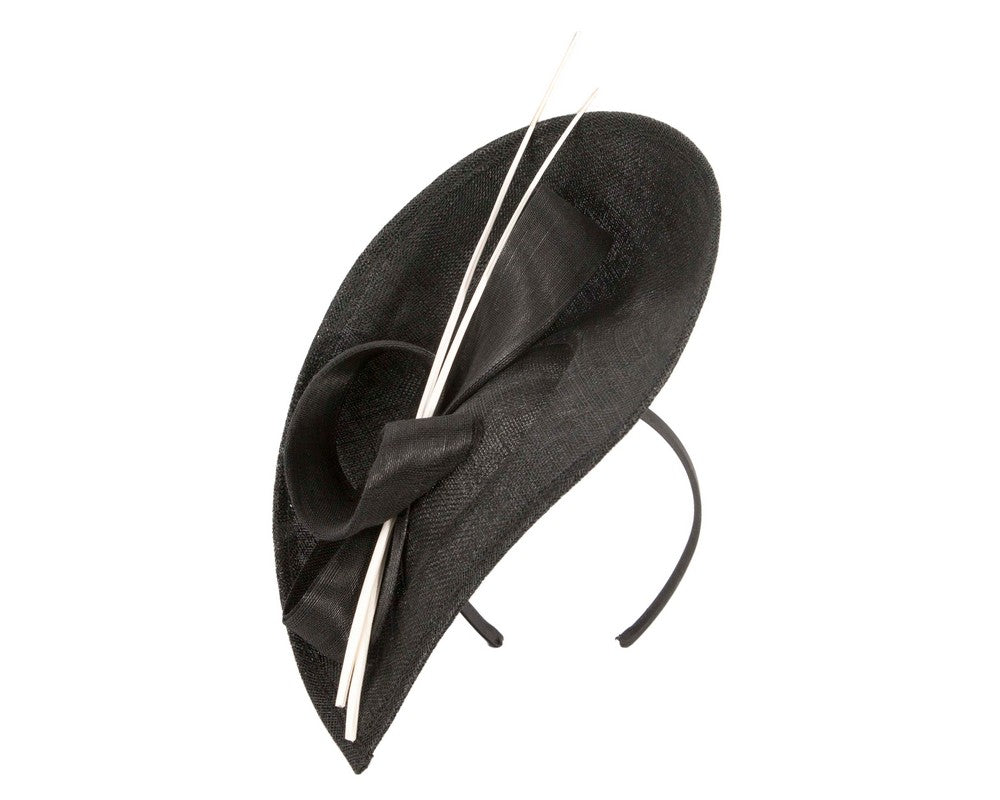 Large black & white sinamay fascinator by Max Alexander-1