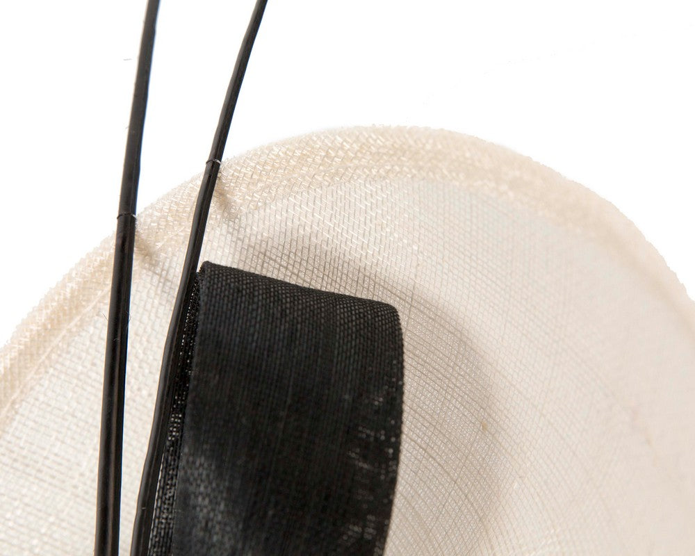 Large cream & black sinamay fascinator by Max Alexander-2