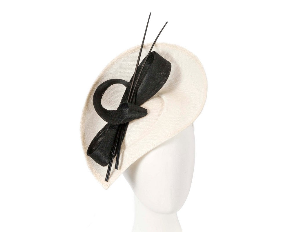 Large cream & black sinamay fascinator by Max Alexander-0