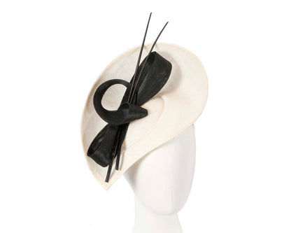 Large cream & black sinamay fascinator by Max Alexander-0