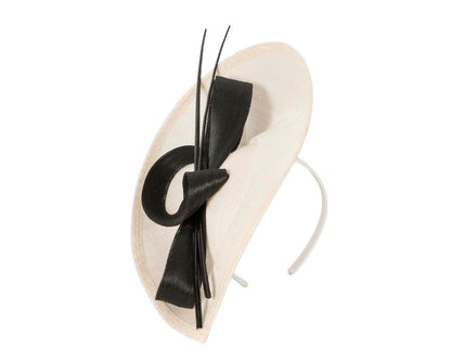 Large cream & black sinamay fascinator by Max Alexander-1
