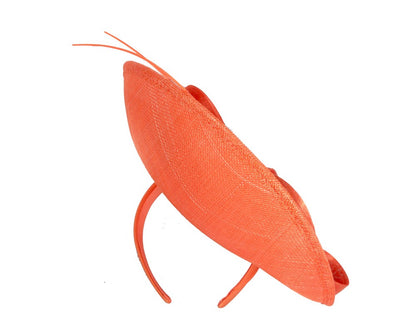 Large orange sinamay fascinator by Max Alexander