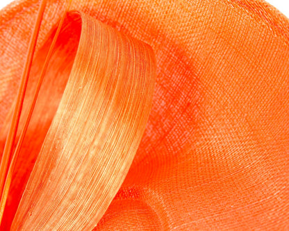 Large orange sinamay fascinator by Max Alexander