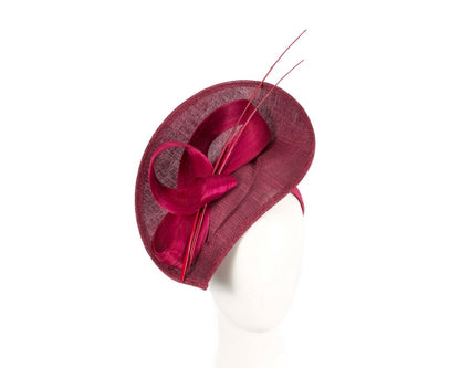 Large burgundy wine sinamay fascinator by Max Alexander-0