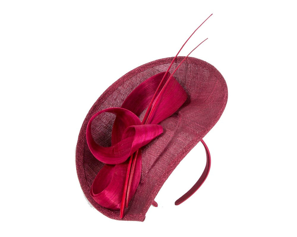 Large burgundy wine sinamay fascinator by Max Alexander-1