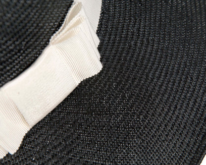 Wide brim ladies summer black & white fedora hat by Max Alexander