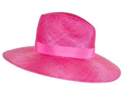 Wide brim ladies summer sisal fedora hat by Max Alexander